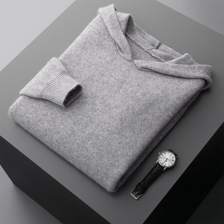 Cade 100% Cashmere Sweater // Light Grey (S)