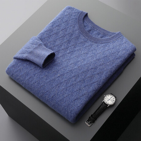 Ely 100% Cashmere Sweater // Medium Blue (S)