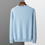 Diamond Pattern Crewneck Cashmere Sweater // Light Blue (L)