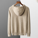 Zip-Hooded Neck Cashmere Sweater // Beige (M)