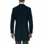 Wool Blend Breasted Top Coat // Navy (38S)