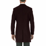 Wool Blend Breasted Top Coat // Burgundy (38S)