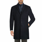 Wool Blend Breasted Top Coat BIB // Gray + Blue (42L)