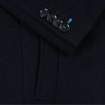 Wool Blend Breasted Top Coat // Navy (38S)