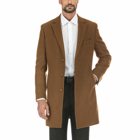 Wool Blend Breasted Top Coat // Camel (38S)
