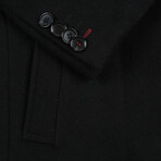 Wool Blend Breasted Top Coat // Black (38S)