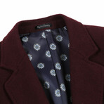 Wool Blend Breasted Top Coat // Burgundy (38S)