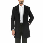 Wool Blend Breasted Top Coat // Black (38S)