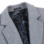 Wool Blend Breasted Top Coat // Light Gray (38S)