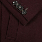 Wool Blend Breasted Top Coat // Burgundy (38S)