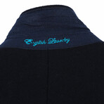 Wool Blend Breasted Top Coat // Navy (38S)