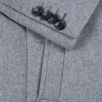 Wool Blend Breasted Top Coat // Light Gray (38S)