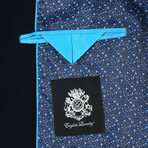 Wool Blend Breasted Top Coat // Navy (38S)