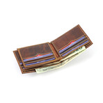 Oil Pull Up Center Flap Bi-Fold // Brown
