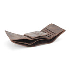 Hunter Leather Tri-Fold Wallet with Center Flap I.D. Window // Brown