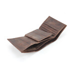 Hunter Leather Tri-Fold Wallet with Center Flap I.D. Window // Brown