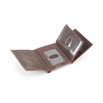 Hunter Leather Tri-Fold Wallet with Center Flap I.D. Window // Brown