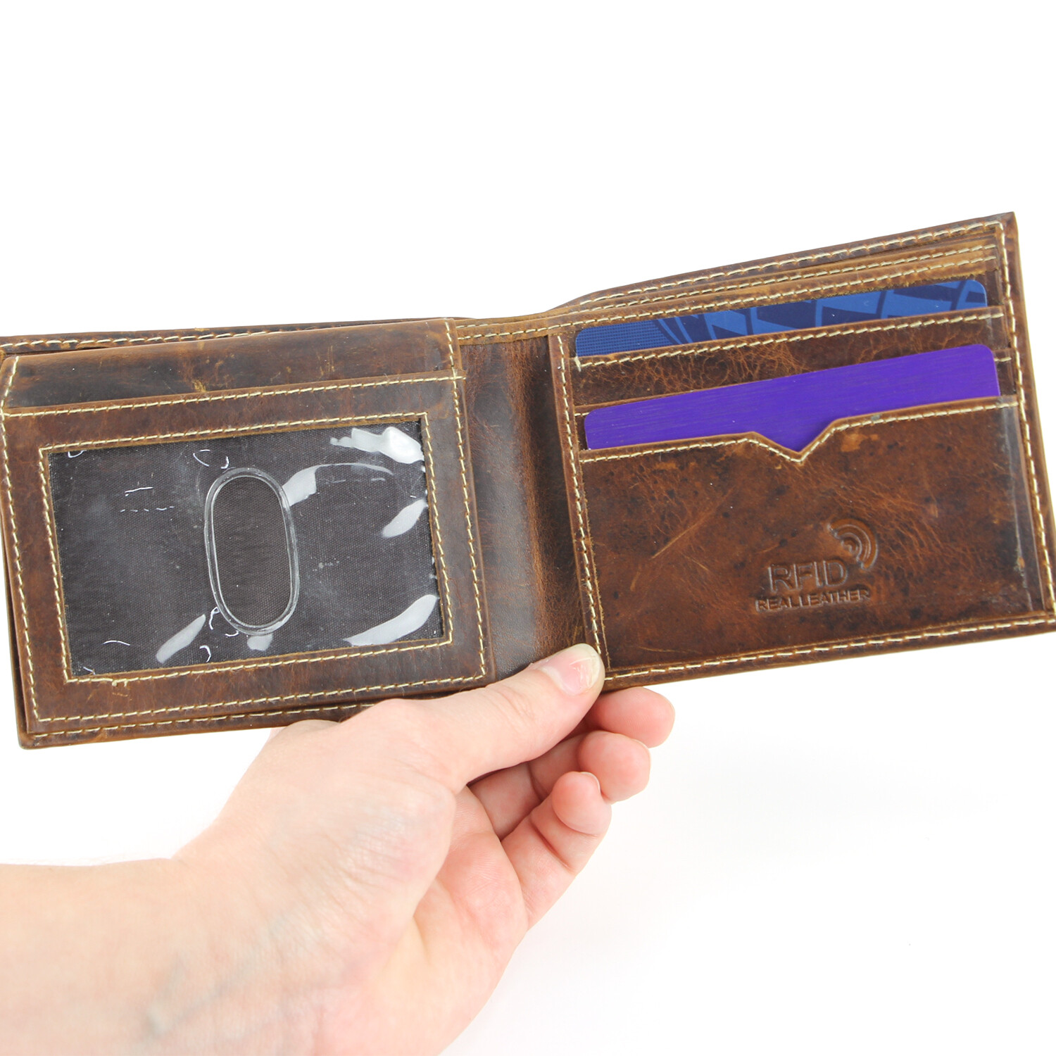 RFID Hunter Leather Men's BiFold Wallet // Brown Leather Impressions Touch of Modern