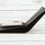 Tooled Leather Men's Bi-Fold Center Flap Wallet // Brown