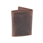 Hunter Leather Tri-Fold Wallet with Center Flap I.D. Window // Brown