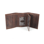Hunter Leather Tri-Fold Wallet with Center Flap I.D. Window // Brown