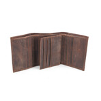 Hunter Leather Tri-Fold Wallet with Center Flap I.D. Window // Brown