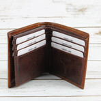 Tooled Leather Men's Top Flap Bi-Fold Wallet // Tan