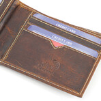 Oil Pull Up Center Flap Bi-Fold // Brown