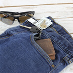 Hunter Leather Tri-Fold Wallet with Center I.D. Window // Brown