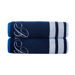 Nautical Blanket Stripe Bath Sheet // Navy (Single)