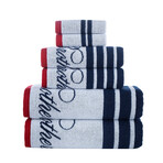 Nautical Blanket Stripe Towel Set // Set of 6 (White)