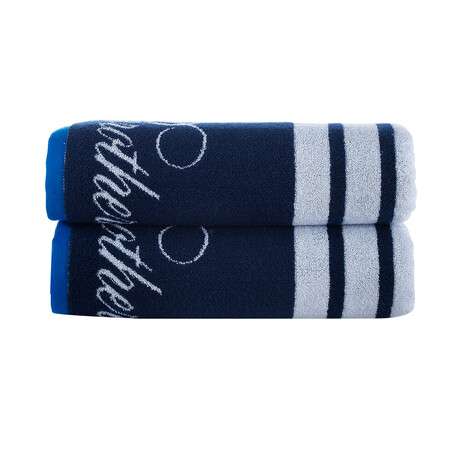 Nautical Blanket Stripe Bath Towel // Navy (Single)