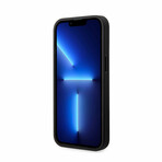 Leather Signature Collection // Genuine Leather iPhone Case // Hot Stamp Lines // Blue (iPhone 14 Plus)