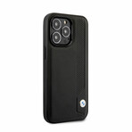 Leather Signature Collection // Genuine Leather iPhone Case // Hot Stamp Line + Blue Dots (iPhone 14)