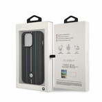 Leather Signature Collection // Genuine Leather iPhone Case // Hot Stamp Lines // Blue (iPhone 14 Plus)