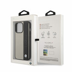 Leather Signature Collection // Genuine Leather iPhone Case // Textured + Big Logo Stripe // Beige (iPhone 14)