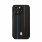 Leather Signature Collection // Genuine Leather iPhone Case // Hot Stamp Lines // Blue (iPhone 14 Plus)