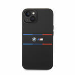 M Collection // Silicone Case // Printed Tricolor Lines + Logo (iPhone 14)