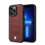 Leather Signature Collection // Genuine Leather iPhone Case // Perforated Seats Design // Red (iPhone 14 Plus)