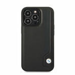 Leather Signature Collection // Genuine Leather iPhone Case // Hot Stamp Line + Blue Dots (iPhone 14)