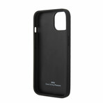 Leather Signature Collection // Genuine Leather iPhone Case // Textured + Big Logo Stripe // Black (iPhone 14)