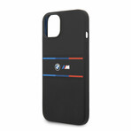 M Collection // Silicone Case // Printed Tricolor Lines + Logo (iPhone 14)