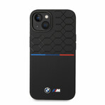 M Collection // Silicone Case // Printed UV Varnish Pattern + Tricolor Line + Logo (iPhone 14)