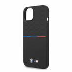 M Collection // Silicone Case // Printed UV Varnish Pattern + Tricolor Line + Logo (iPhone 14)