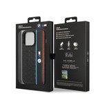 M Collection // Vegan Leather iPhone Case // Hexagonal Pattern + Smooth PU Stripe + Metal Logos (iPhone 14)