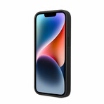 Leather Signature Collection // Genuine Leather iPhone Case // Diamond Hot Stamp Pattern // Black (iPhone 14)