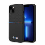 M Collection // Silicone Case // Printed UV Varnish Pattern + Tricolor Line + Logo (iPhone 14)