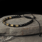 Handmade Matte Onyx Stone Bracelet // Black + Gold