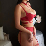 Alexandra Bondage Lace Bra + Harness // Red (34DD)