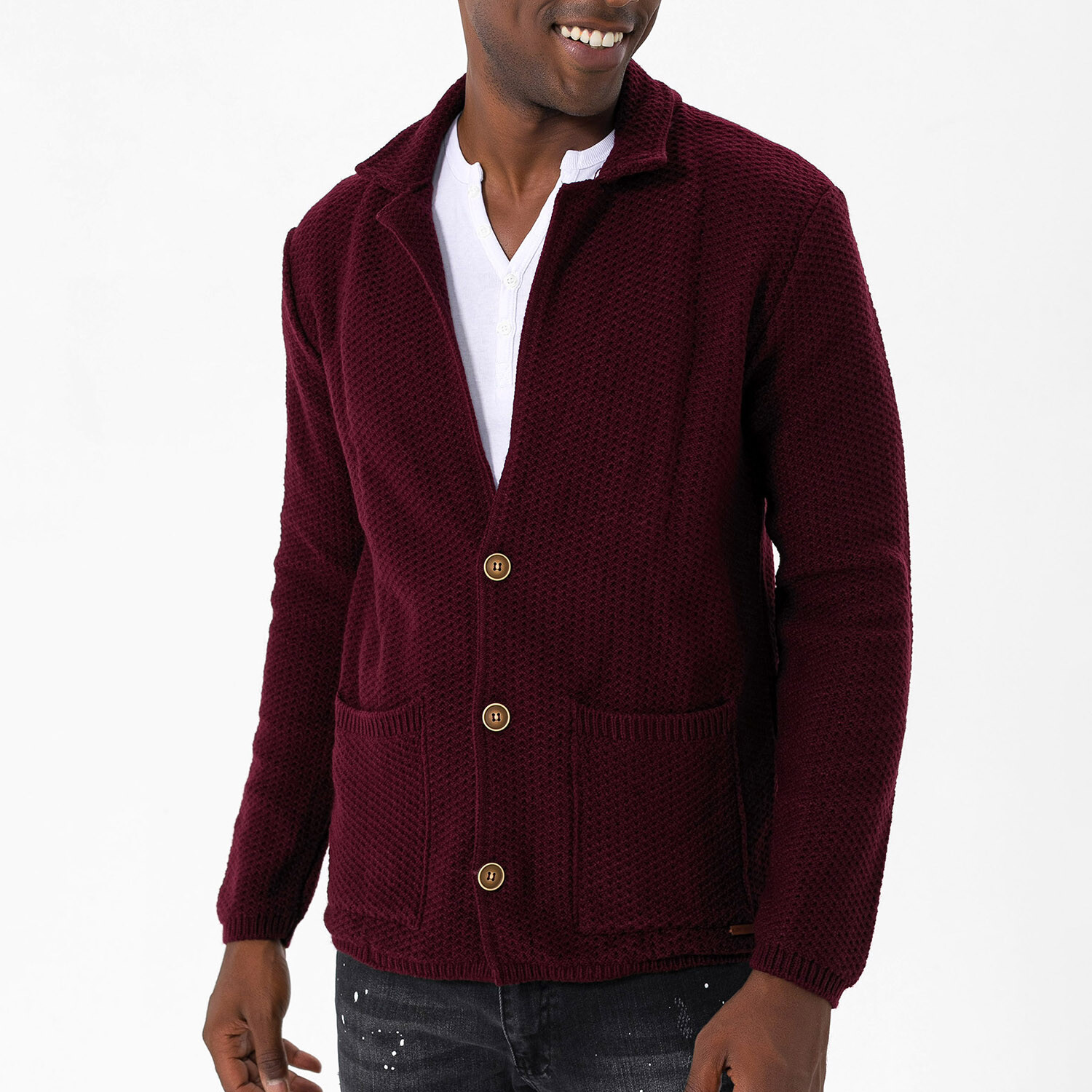 3 button wool sweater